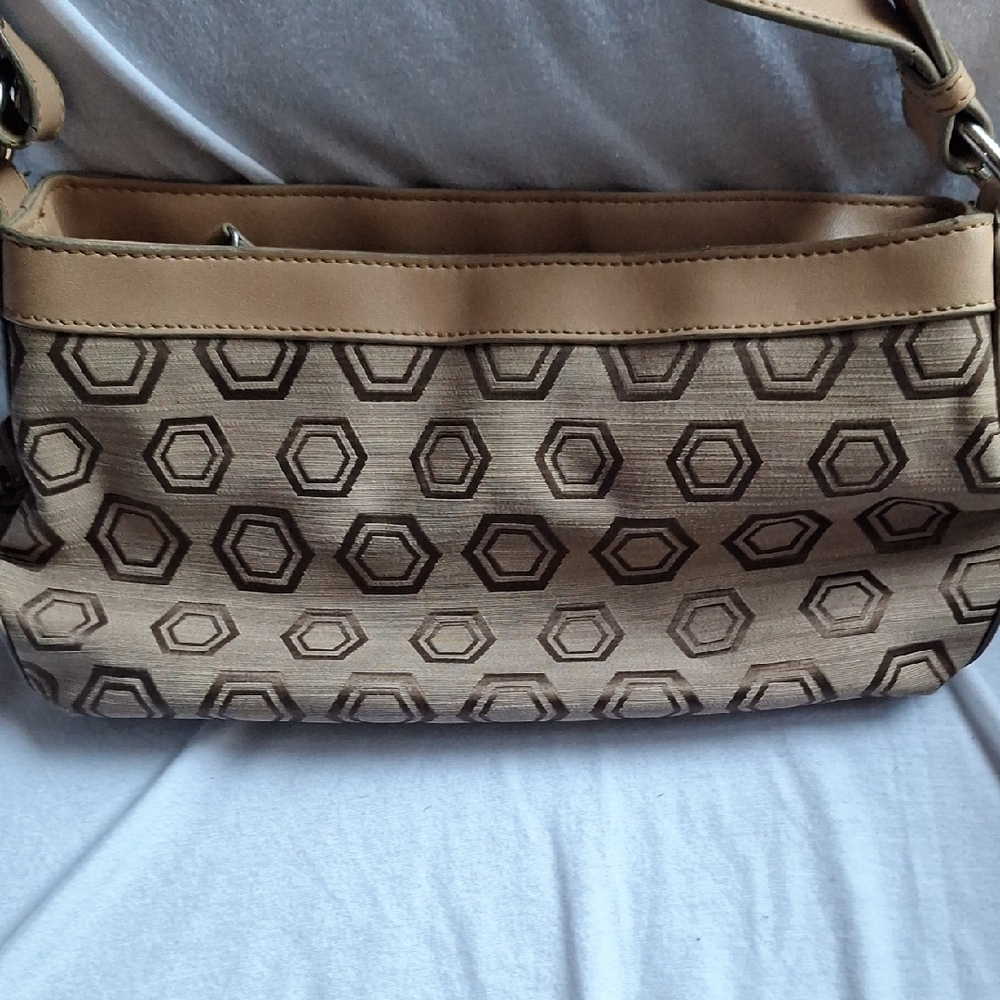 First Issue Geometric Patterned Tan Shoulder Bag - image 2